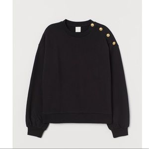 NWT Black Sweatshirt With Buttons